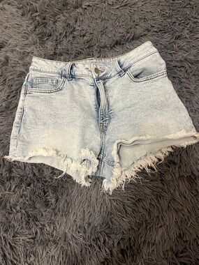 H&M Light Blue Distressed Denim Cutoff Shorts